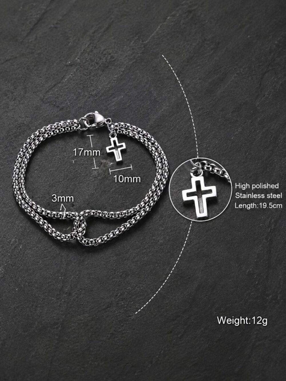 Double Rolo Cross Bracelet  - Picture 3 of 3